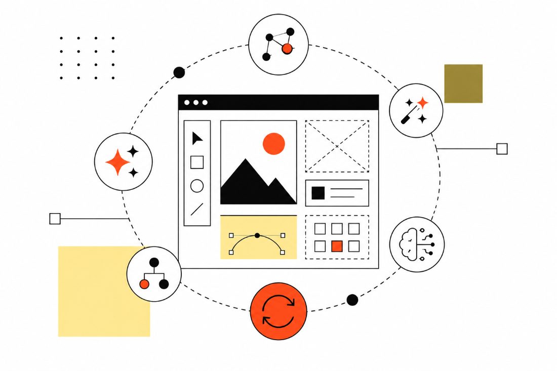 AI×デザイン実務の学びを表す抽象ビジュアル